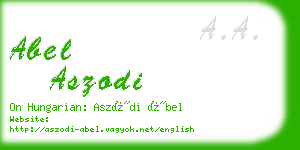 abel aszodi business card